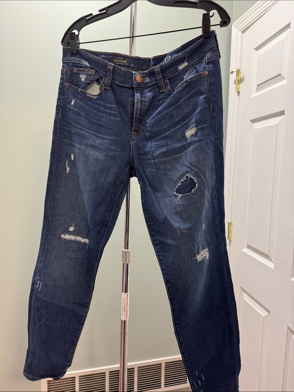 J. Crew Distressed Dark Blue Boyfriend Jeans